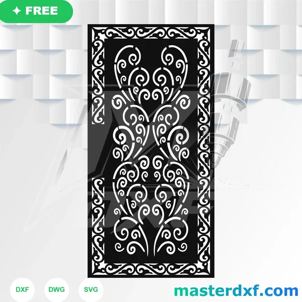 Heart Vine Scroll Ornamental Free DXF Panel DXF File